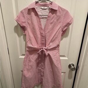 Vineyard Vines Red & White Seersucker Tie-Waist Dress – Size Small